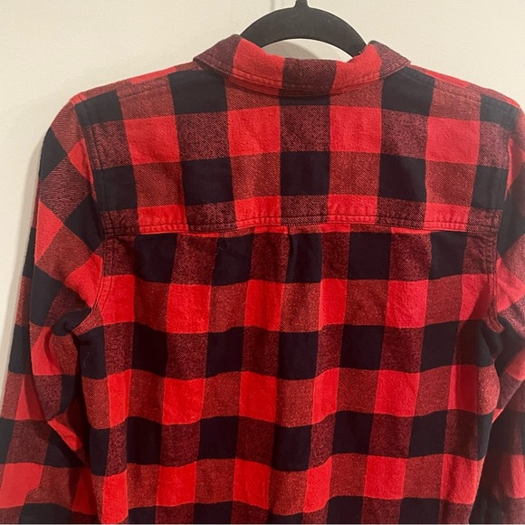MADEWELL Ex Boyfriend Buffalo Check Flannel Button Down - Red Black Size Small - Picture 7 of 10